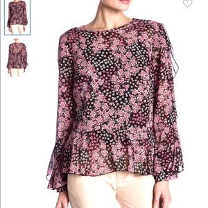 Nanette Lepore Printed Ruffle Blouse